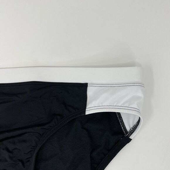 LANDS END Womens Mid-Waist Black White Colorblock Bikini Bottom Swim Suit NEW 12 - Picture 2 of 9